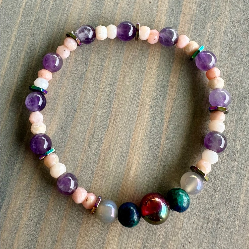 Natural Gemstone Bracelet - 4-6mm beads - faceted and round - 7in
